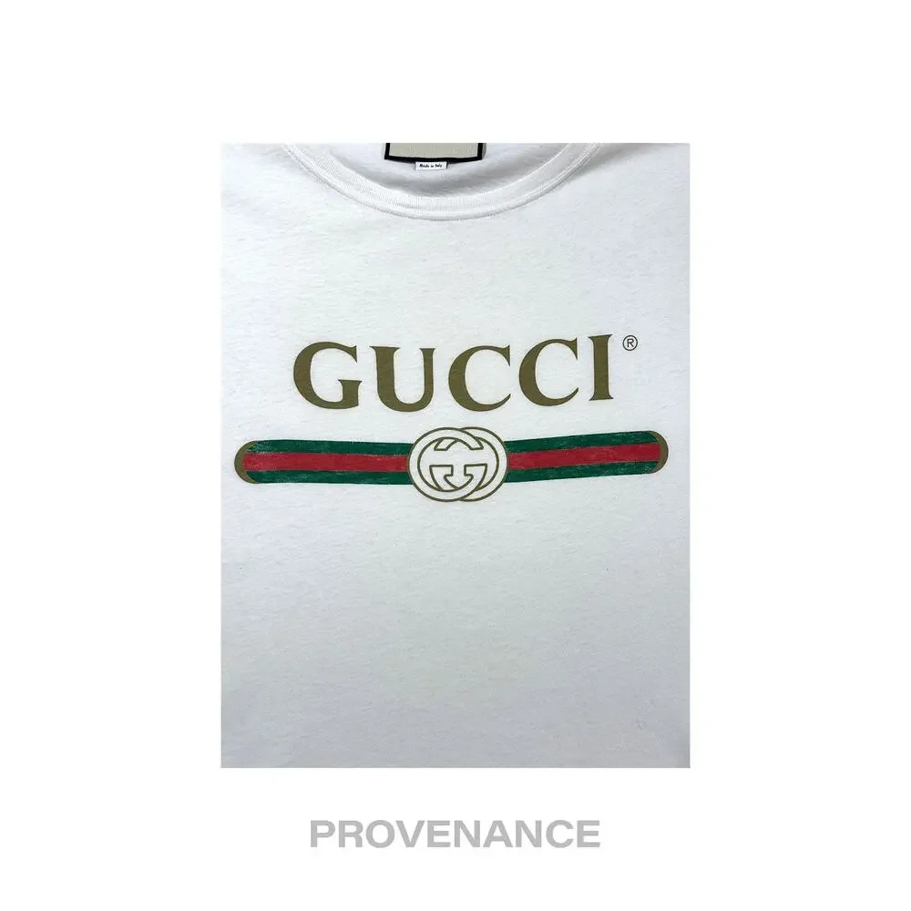🔴 Gucci GG Signature Web Vintage Logo T-Shirt - White S